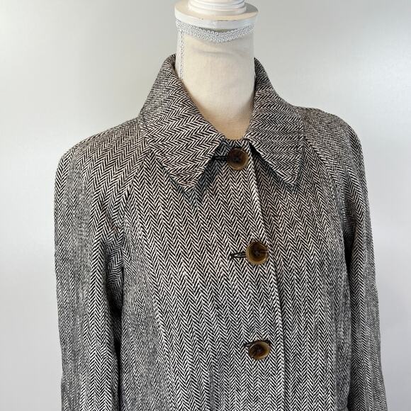 J. Crew Herringbone Car Coat Wool Overcoat Gray Winter - Picture 4 of 11